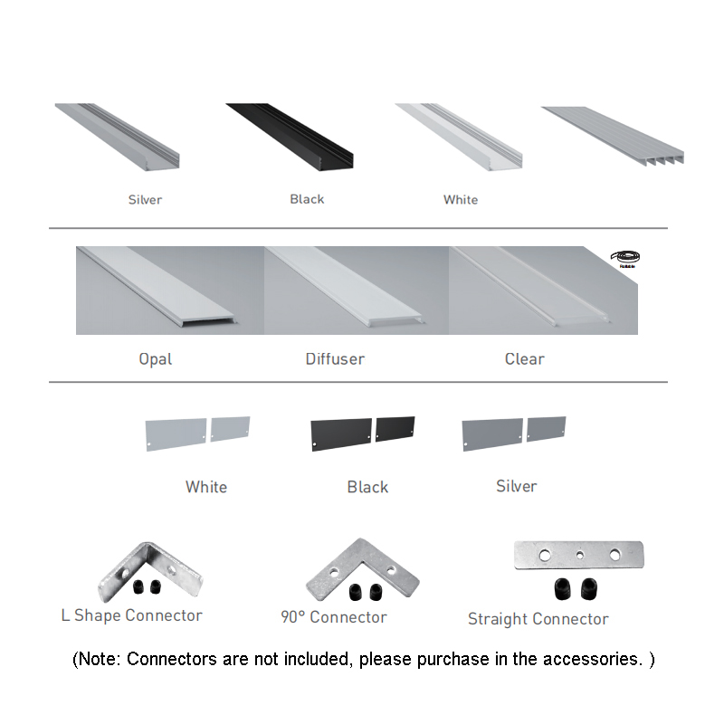 Large LED Channel Light Diffuser For LED Rope Lighting - Inner Width 53mm Large LED Channel Light Diffuser For LED Rope Lighting - Inner Width 53mm